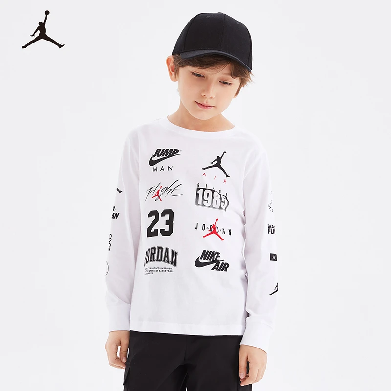 AIR JORDAN男女童 休闲圆领满标长袖T恤JDB-LS-B834