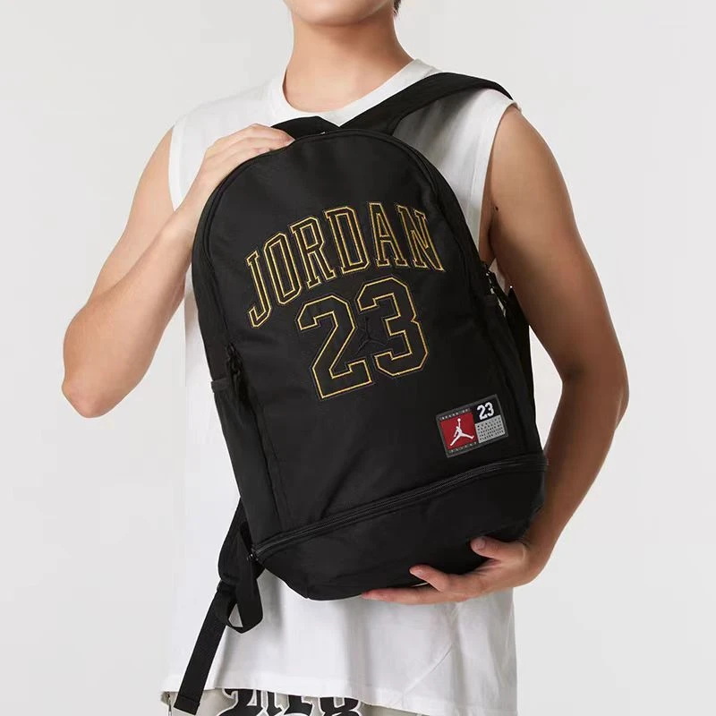 Air Jordan书包初高中干湿分离双肩包黑金0780