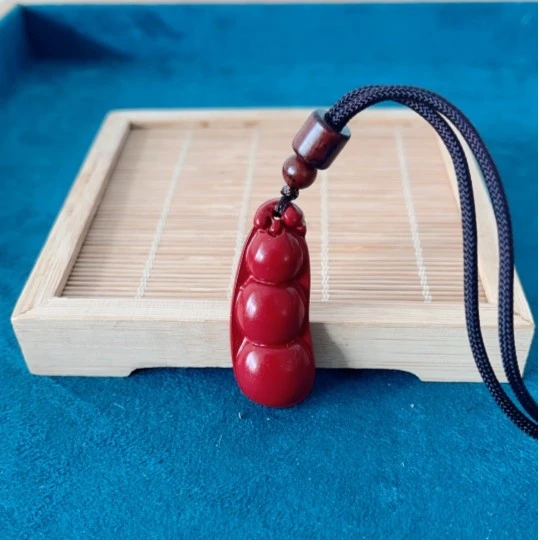 含辰砂工艺品0329朱砂四季豆挂件吊坠
