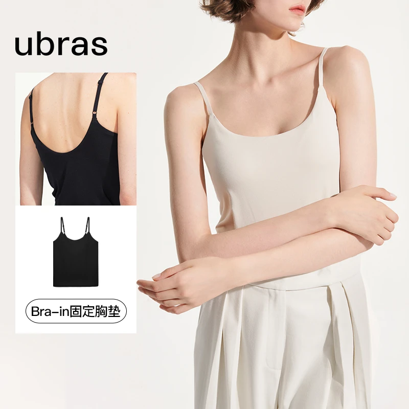 ubras低背圆领bra-in吊带肌底背心短款美背性感外穿