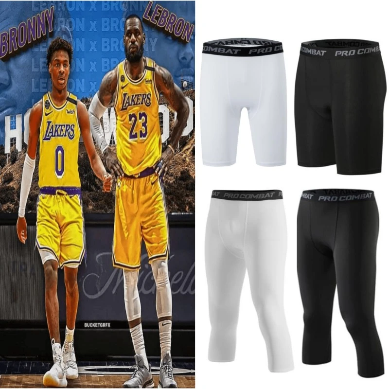 运动紧身裤体育生高弹篮球紧身裤弹力透气跑步训练五分七分紧身裤