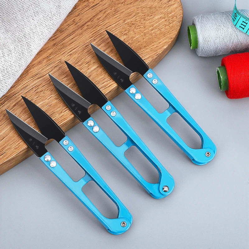 手工纱剪线头小剪刀十字绣弹簧U型缝纫剪家用小号黑刃碳钢剪刀