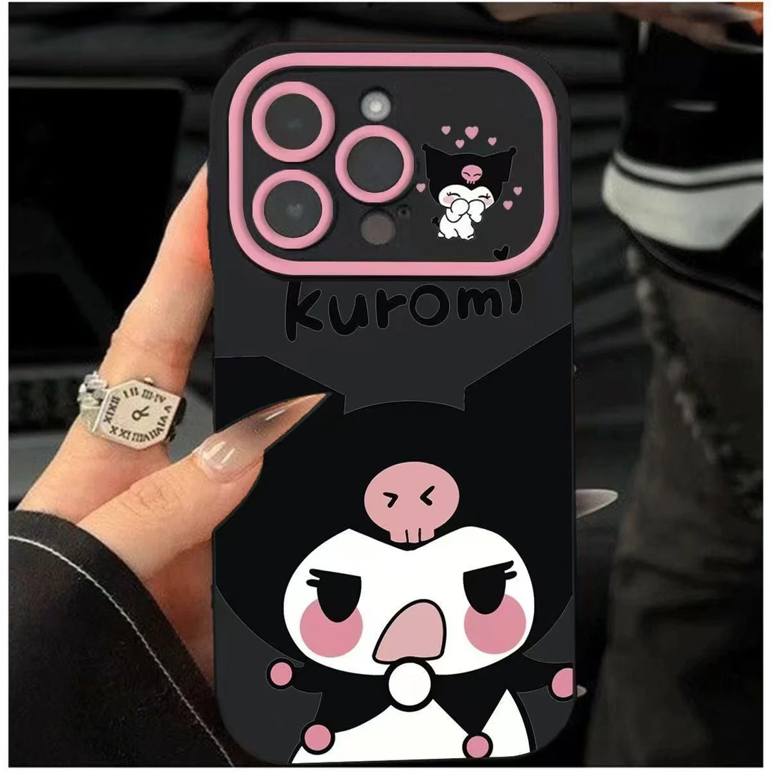 适用【苹果/华为/荣耀/OPPO/小米】脸红库洛米防摔磨砂大视窗手机壳