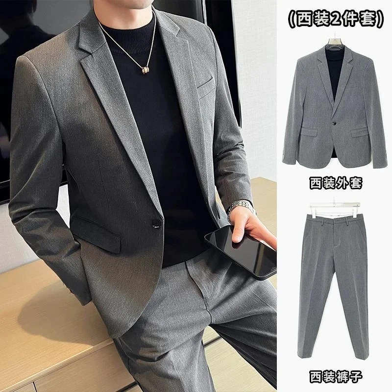 小服装春秋时尚西服套装韩版商务休闲外套潮流男士帅气修身小装服