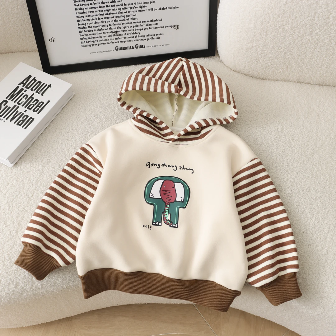 【幼棉光年】冬季加绒新品儿童时尚百搭连帽卫衣洋气休闲圆领220096