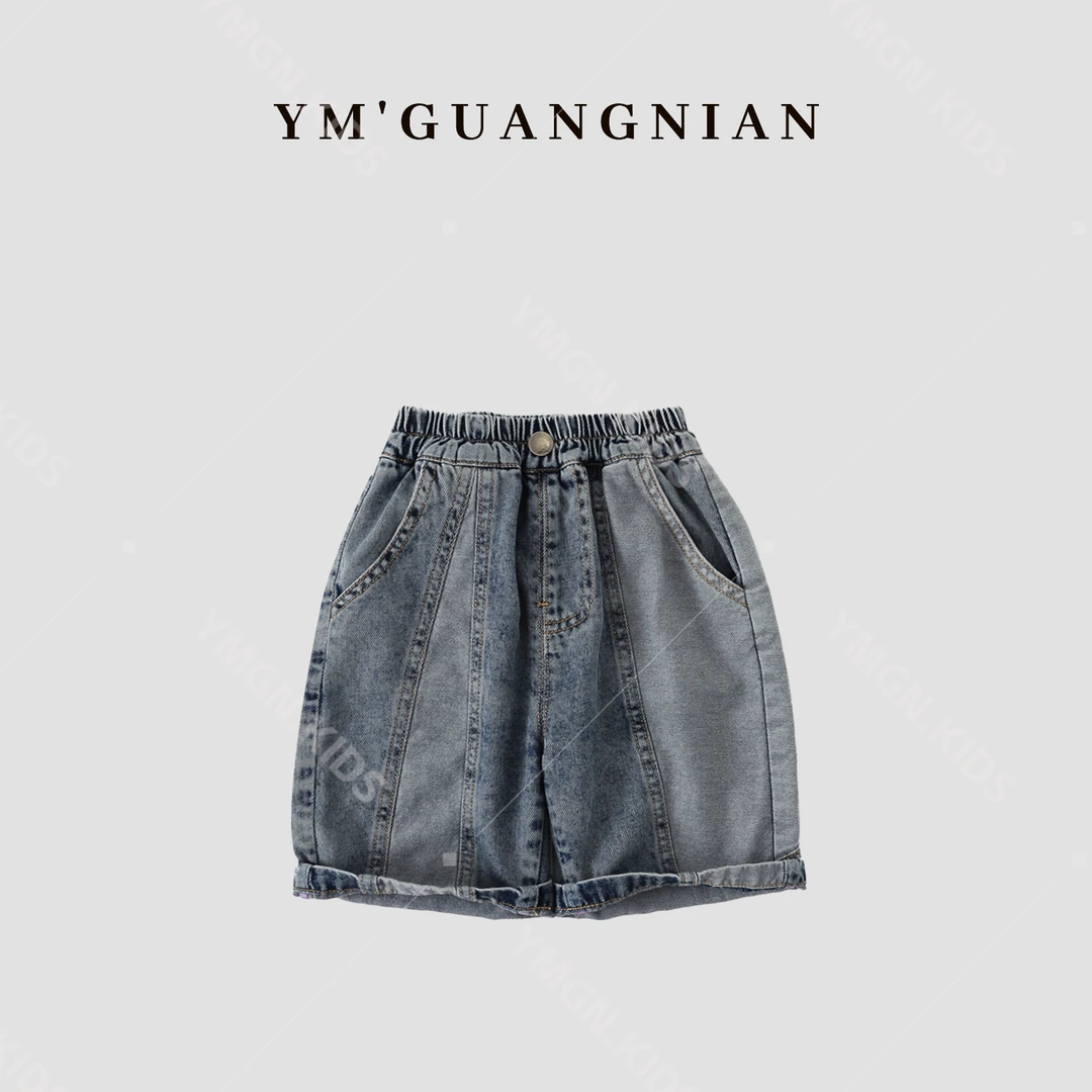 【幼棉光年】夏款时尚纯色重工韩版品牌百搭儿童男童牛仔裤621770