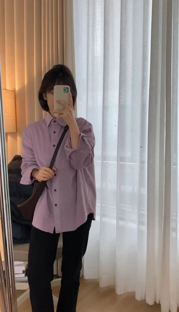 苏晨 韩系氛围感灯芯绒棉长袖叠穿衬衣