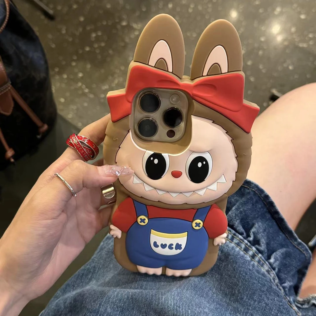 女款硅胶立体背带裤拉布布适用苹果16手机壳15promax/14软壳13