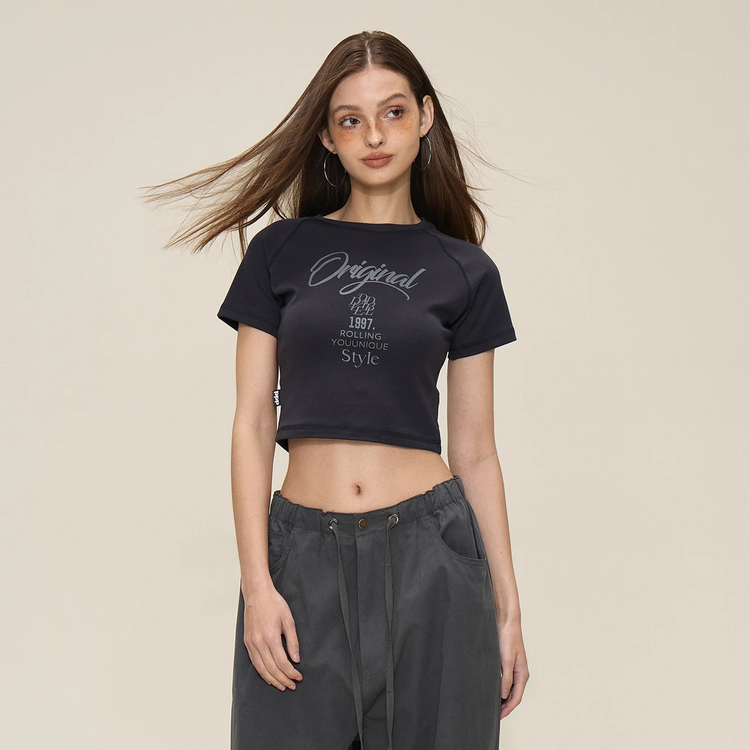 Smileddd原创设计修身显瘦美式白色百搭时尚休闲夏季春夏圆领T恤