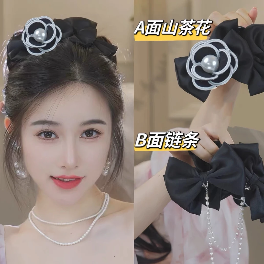 非金属发饰 香家山茶花抓夹气质简约高级感SN1-1003