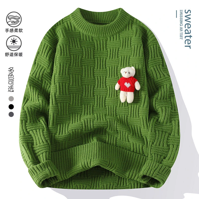 2024品质青少年时尚套头圆领舒适宽松休闲时尚套头针织毛衣Y028