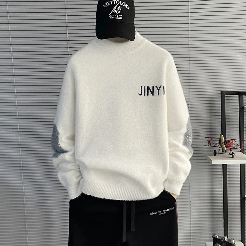 【高品质】保暖宽松学生毛衣男士加厚半高领针织衫打底秋冬3030JIN