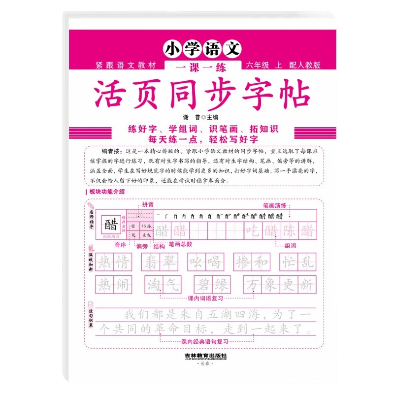 活页同步字帖六年级上 书法练习册 精选同步字帖 书法提升训练