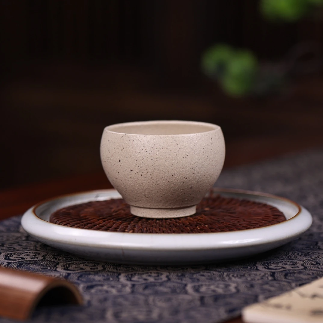 白玉段主人杯110cc黄龙山原矿紫砂杯机车滚压