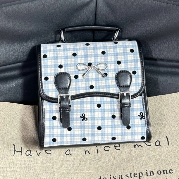 张张包新款韩系海盐波点学院风小双肩包可一包多背单肩斜挎7853