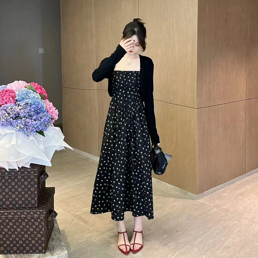 LUOZHIYIN/罗知音D39981Z碎花显瘦无袖吊带裙中长款收腰连衣裙