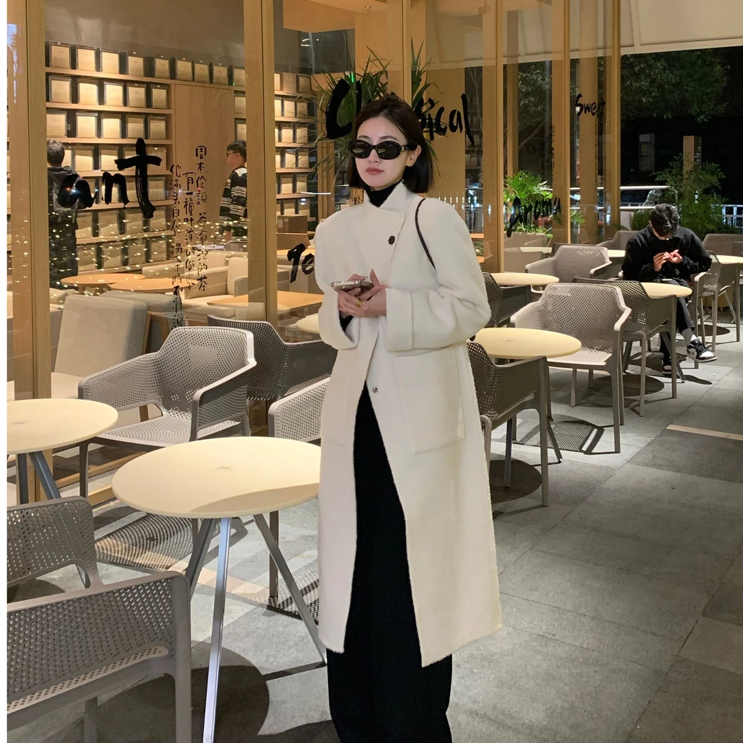 LUOZHIYIN/罗知音【XM23MN070】中长款双面呢大衣时尚苏丽大衣