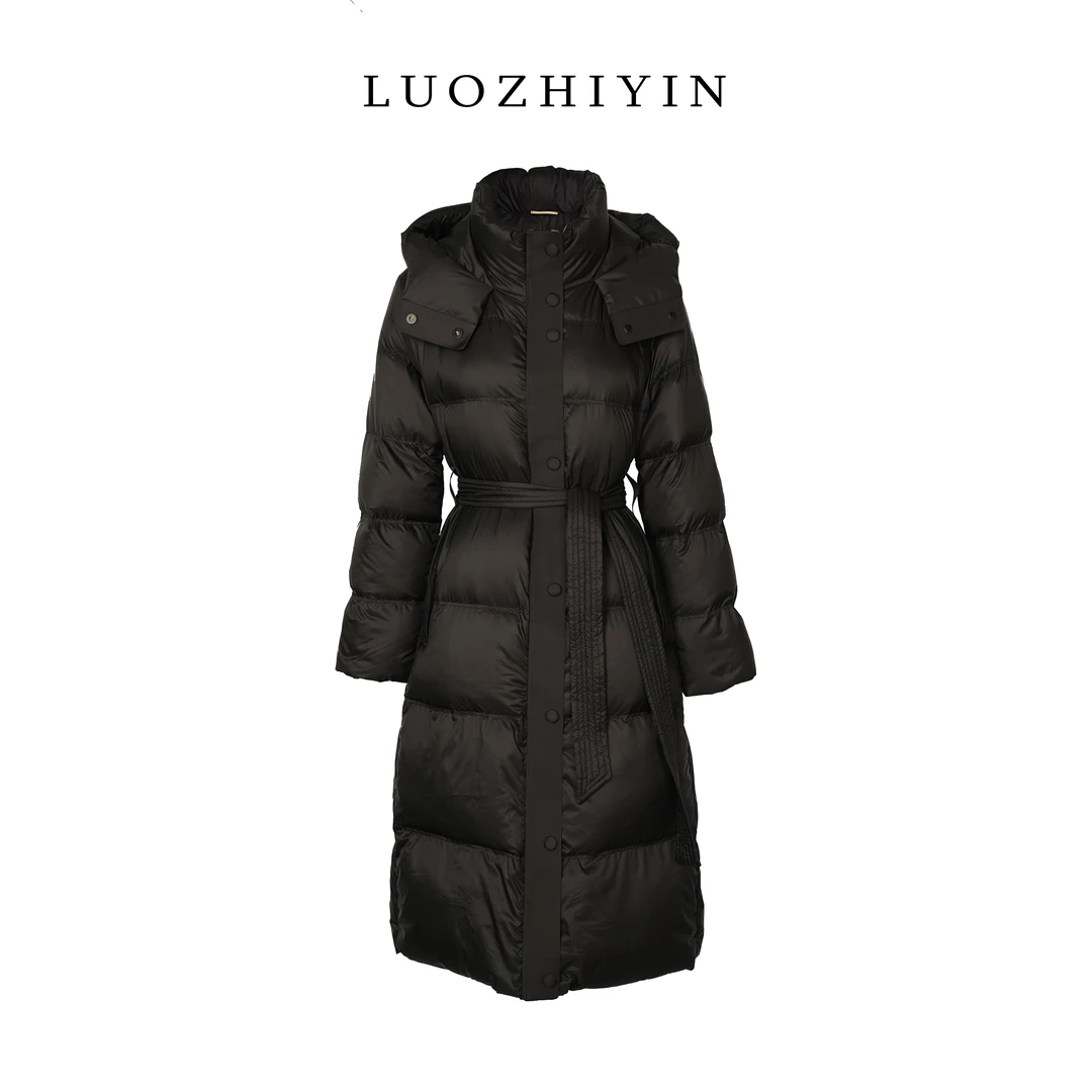 LUOZHIYIN/罗知音C311888TZ【90白鹅绒】连帽中长款保暖外套羽绒服