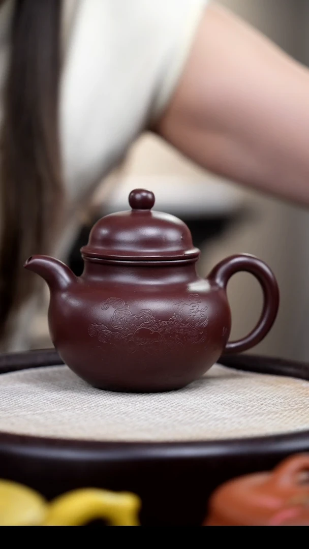 【闪购商品】紫砂茶壶高温老紫泥掇球 知足常乐