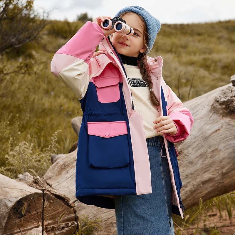 YAYA/鸭鸭反季儿童白鸭绒冲锋衣2024长款女童装爆款秋冬新款保暖