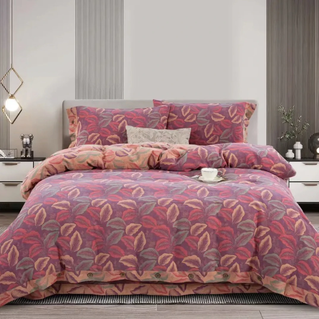 【双层纱-金枝玉叶】四件套A类60支 全棉色织提花 高支高密 四件套