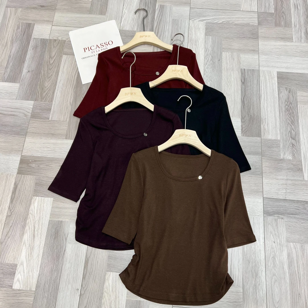 【秋季新款】韩版简约百搭显瘦半设计感T恤 KFR-C13#