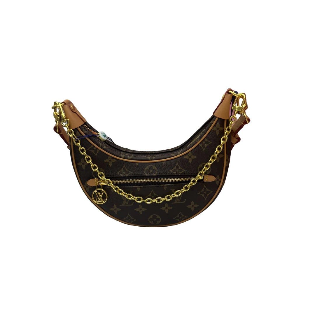 95新 LouisVuitton/路易威登 loop豌豆包经典老花月亮包腋下包
