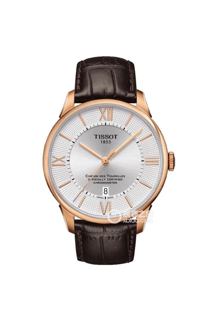 95新 Tissot/天梭 名奢/天梭杜鲁尔皮带白盘镀金/表径42/公价8250