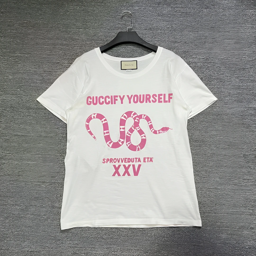 99新 GUCCI/古驰 粉色灵蛇短袖/S/99新