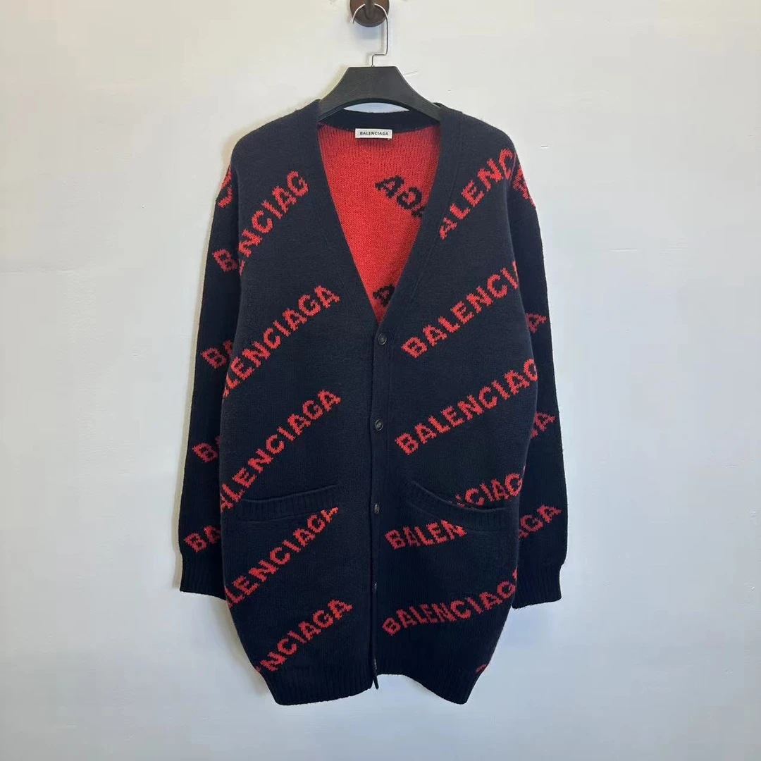 99新 Balenciaga/巴黎世家 蓝红弹幕开衫/S码