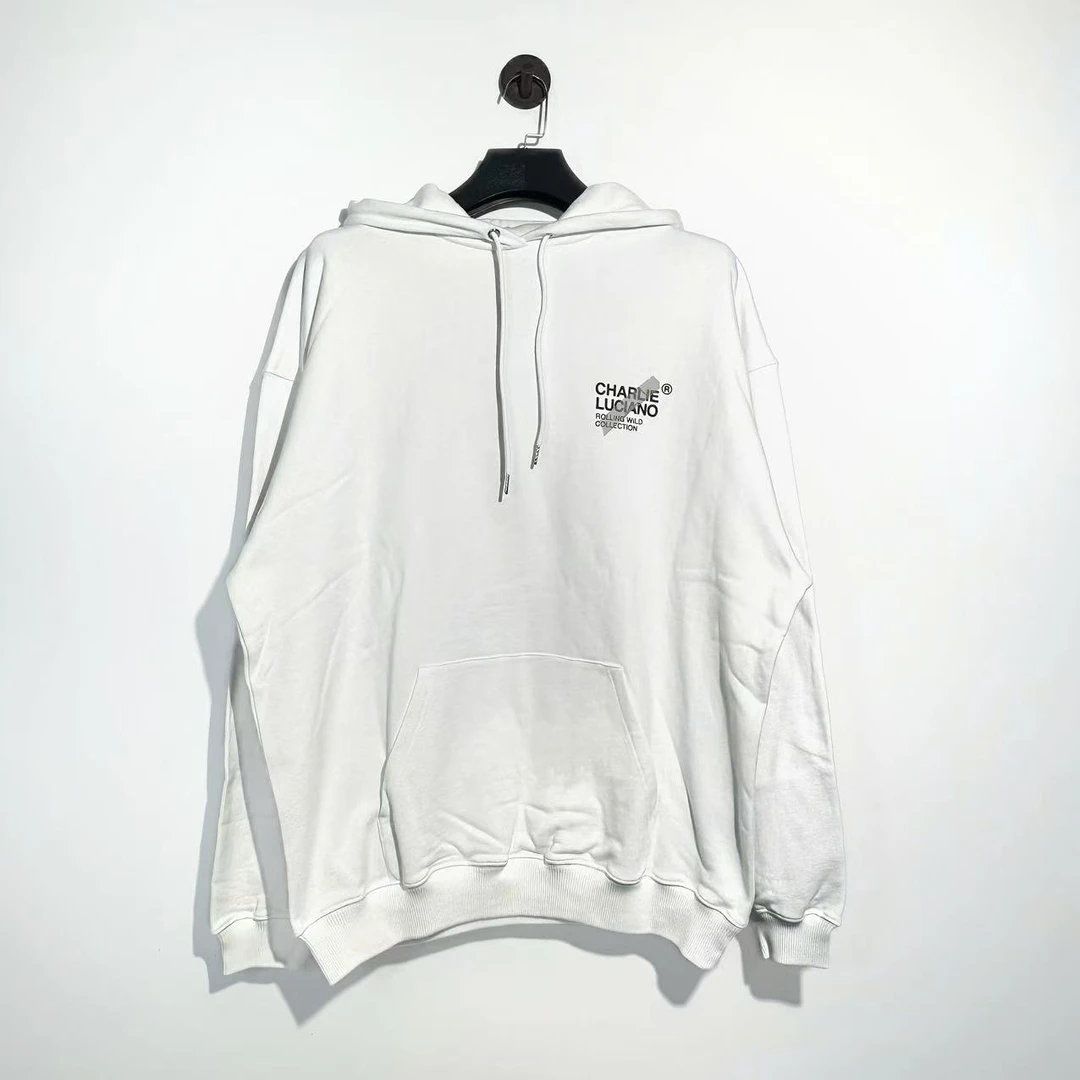 全新未使用 CharlieLuciano cl胶带法斗字母印花加绒帽衫/L码
