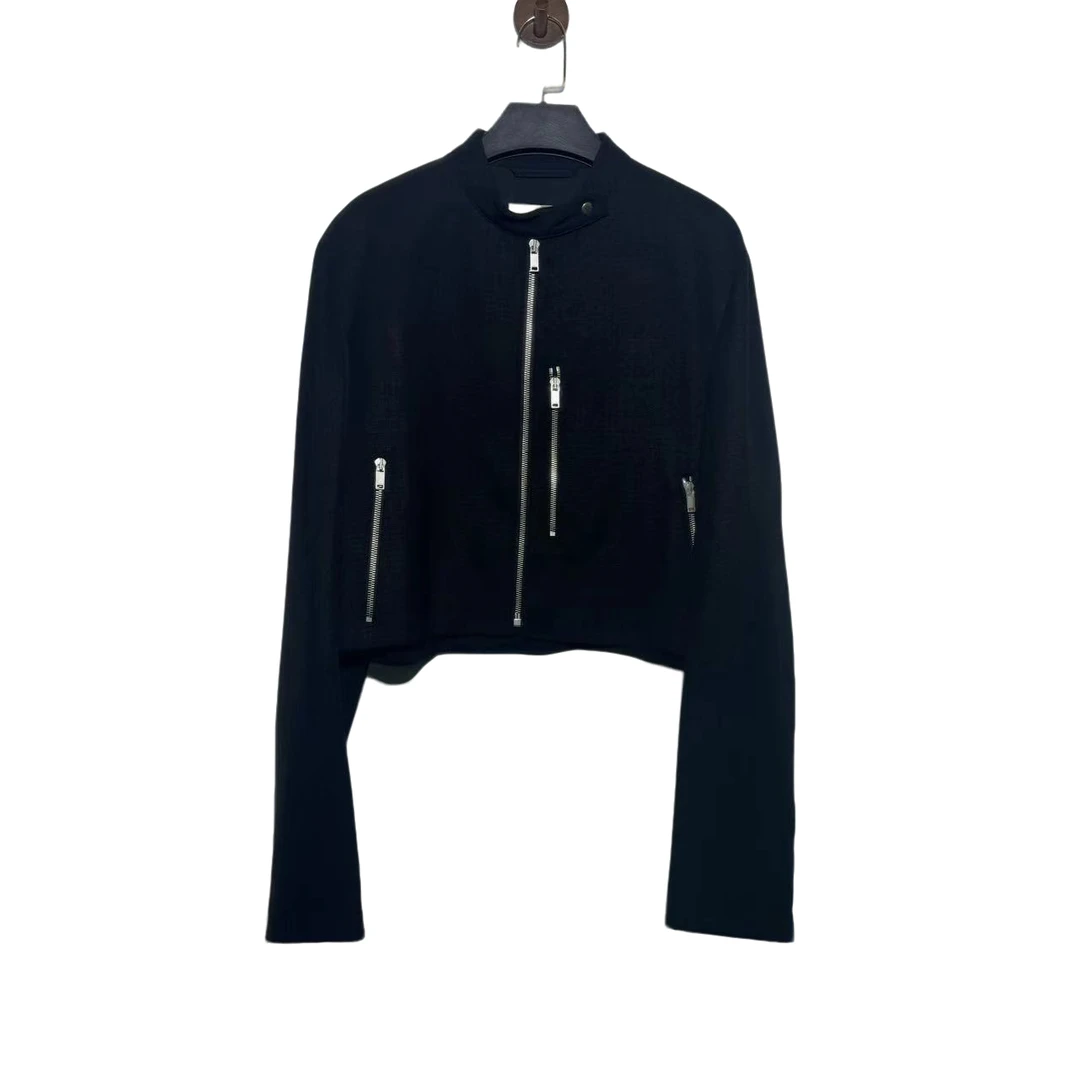 99新 JIL SANDER/吉尔桑达黑色拉链开衫/38码