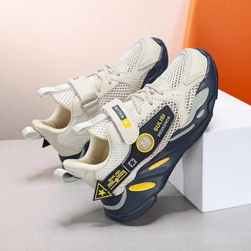 卡酷黄蜂男童鞋子夏款2024新款夏季男孩镂空网鞋中大童透气运动鞋