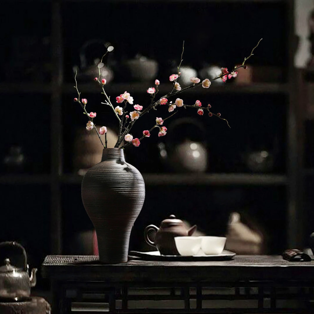 侘寂风陶瓷干花花瓶摆件餐桌客厅装饰品插花家居创意摆设电视酒柜
