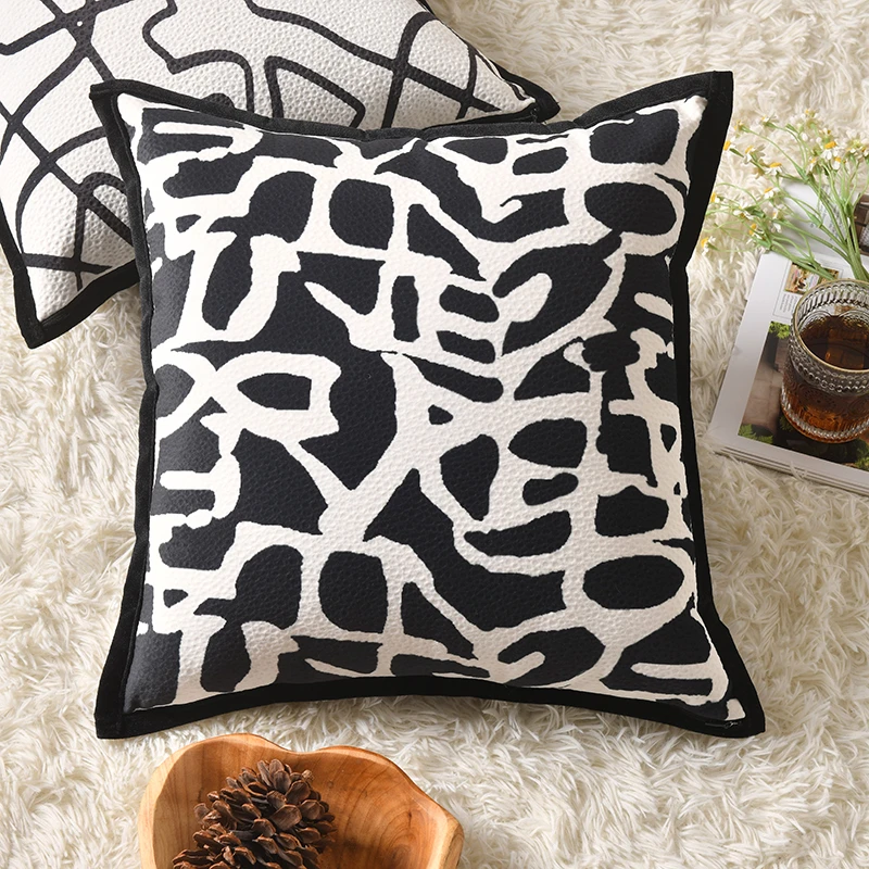 轻奢黑白风靠被垫抱枕客厅沙发法式温柔靠枕简约百搭ins北欧风