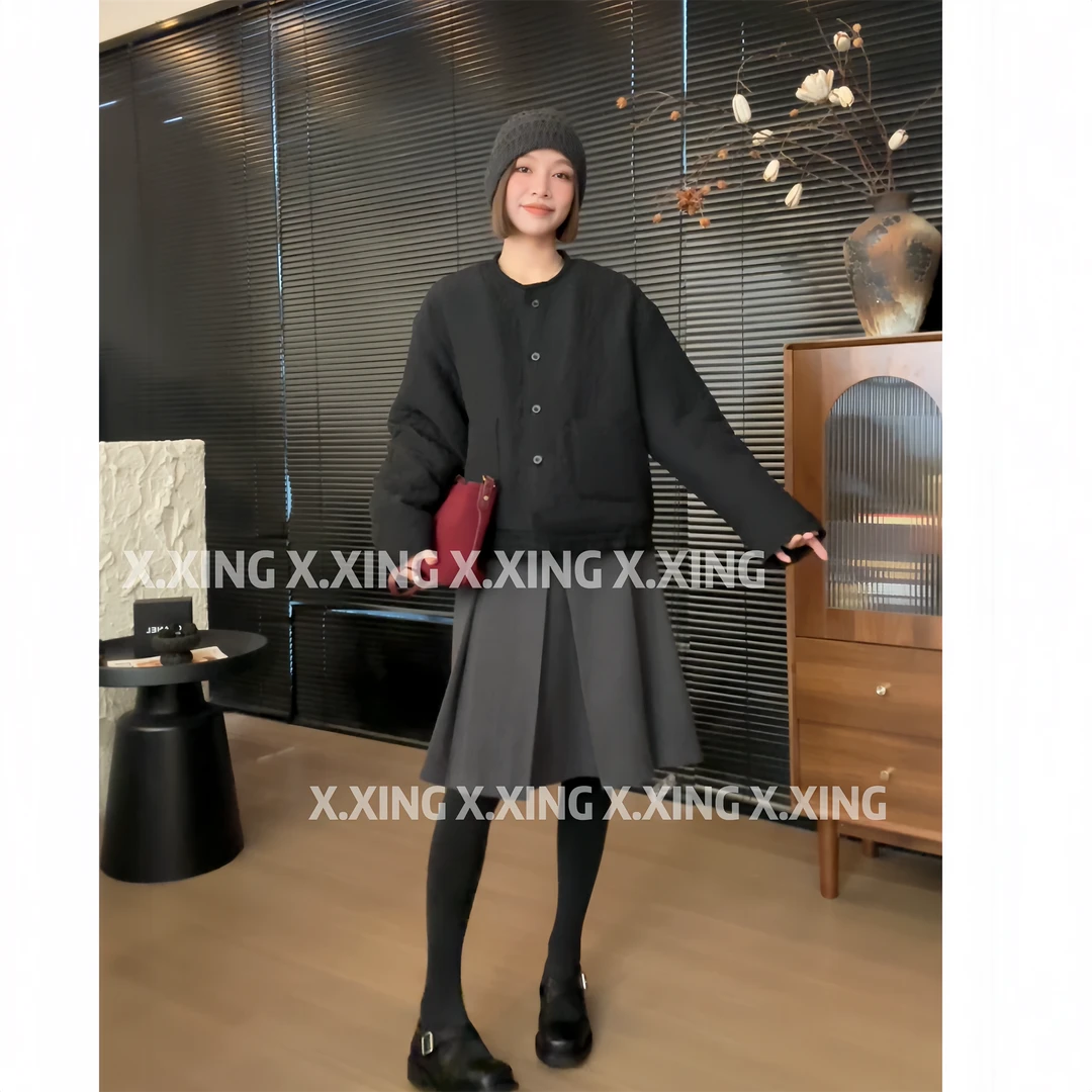 X.x.冬季法式小个子圆领排扣加厚保暖棉服短外套女C31-2231