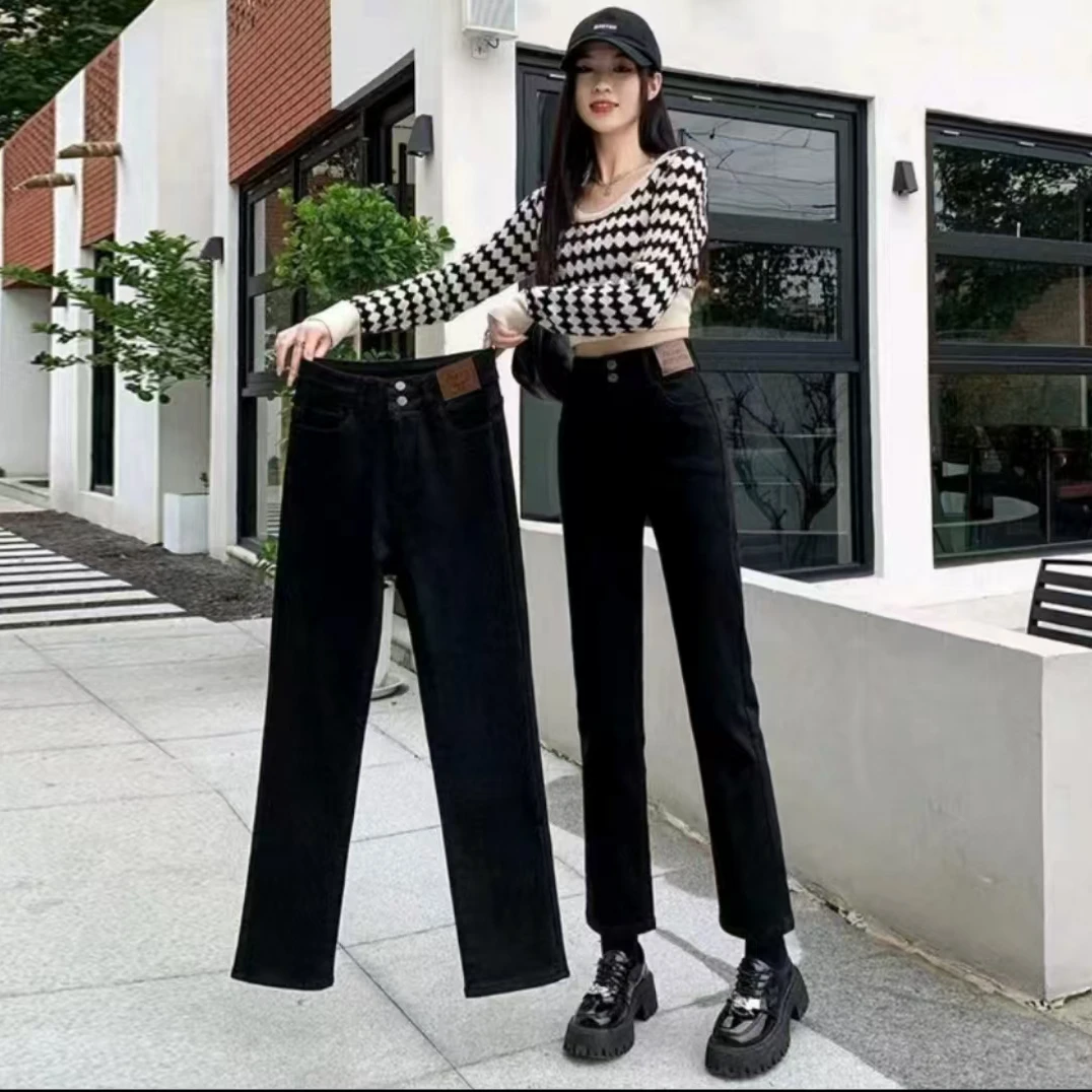 2024秋冬爆款高腰显瘦直筒垂感显高阔腿烟管裤SM