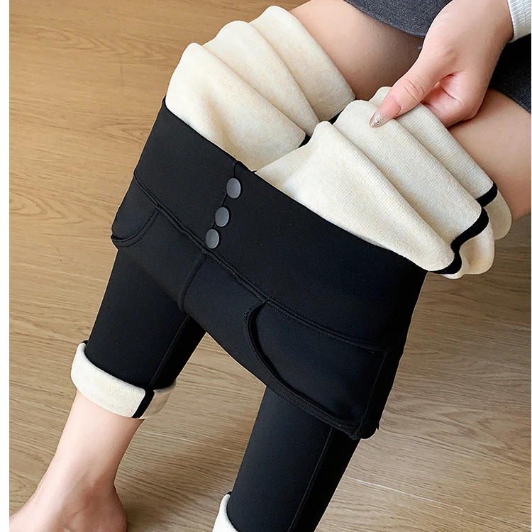 2025年冬季新款显瘦高腰外穿加厚加绒保暖小黑裤冬款加绒芭比裤