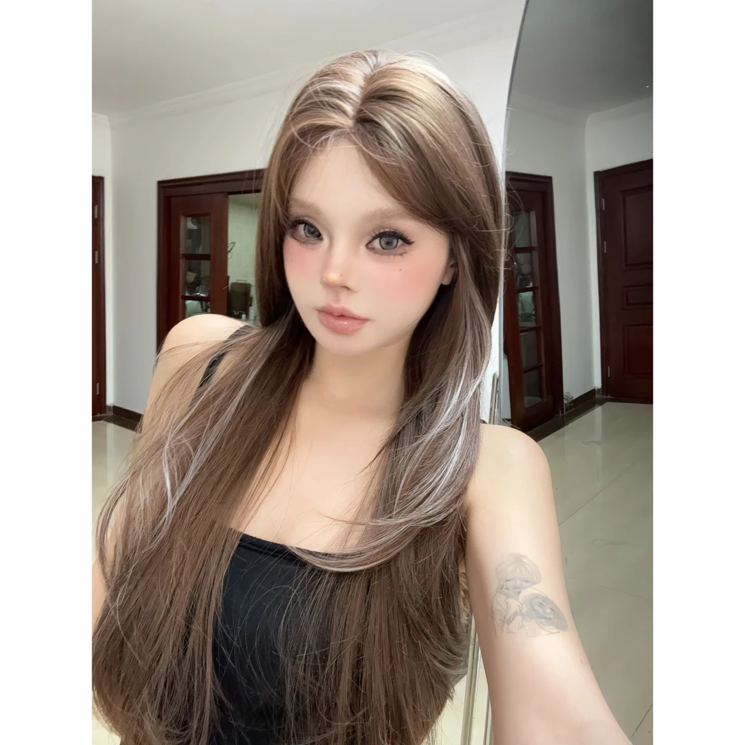 新款小额蕾丝五排手织假发女仿真中分层次发直发假发套