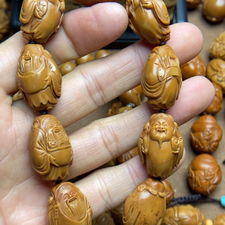 【闪购商品】橄榄核核雕两花财神