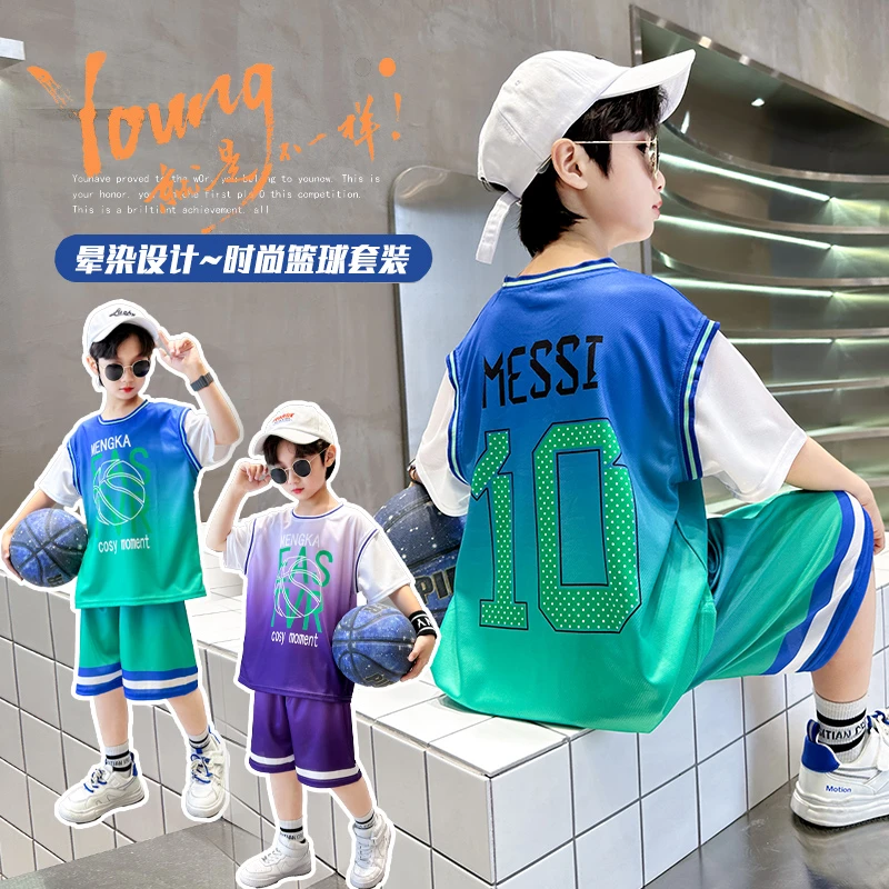 【越亿户外】运动篮球服男童夏装短袖中大童套装速干套装2025新款