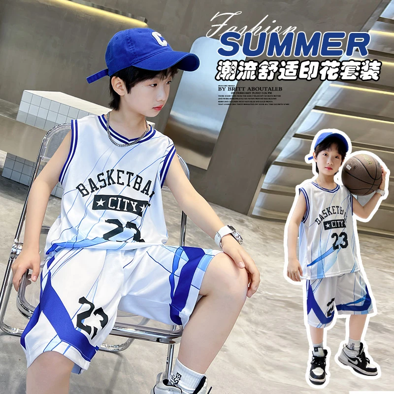 【越亿户外】夏装短袖中大童套装运动篮球服速干套装男童2025新款