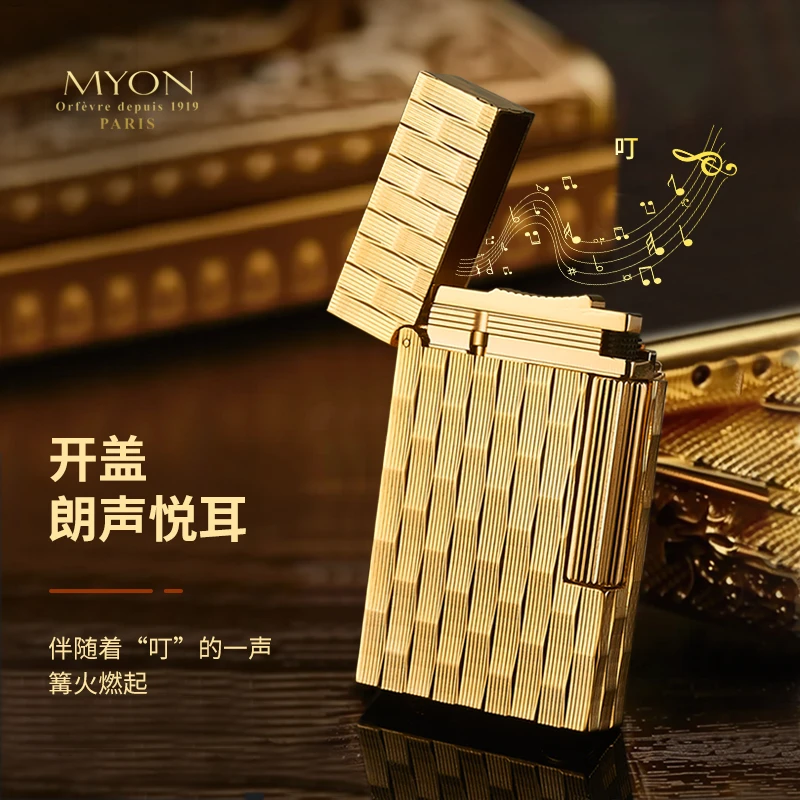 【品牌】欧洲勉牌朗声汽机五面雕镀金节节高M802创意打火机一机一码