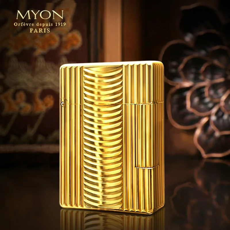 厂长M619波浪纹款四面精雕镀真金迷你待机王一机一码MYON煤油火机