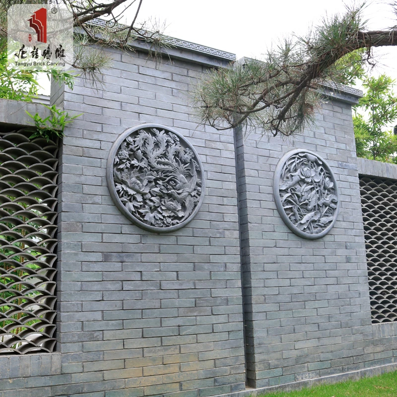 唐语砖雕66-70cm圆形浮雕 中式青砖文化砖 影壁墙照壁挂件背景墙