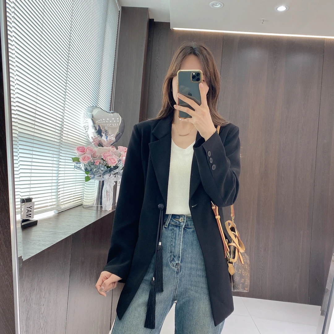 IMFLY金小金自制 西装DYW6562新中式国风西服春秋黑色休闲外套