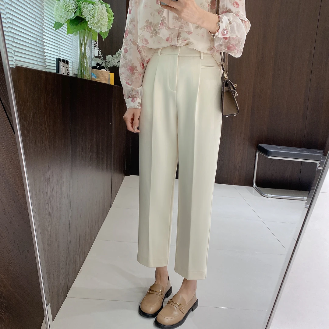 IMFLY金小金自制 休闲裤DYK1921烟管裤女高腰西装裤九分直筒裤