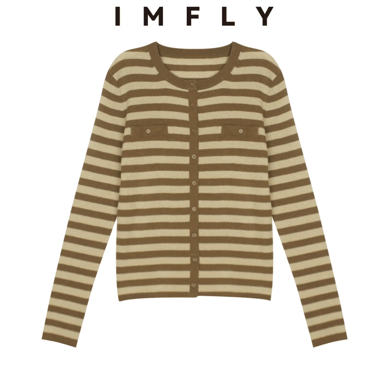 IMFLY金小金自制 DYW5182条纹针织衫长袖内搭上衣