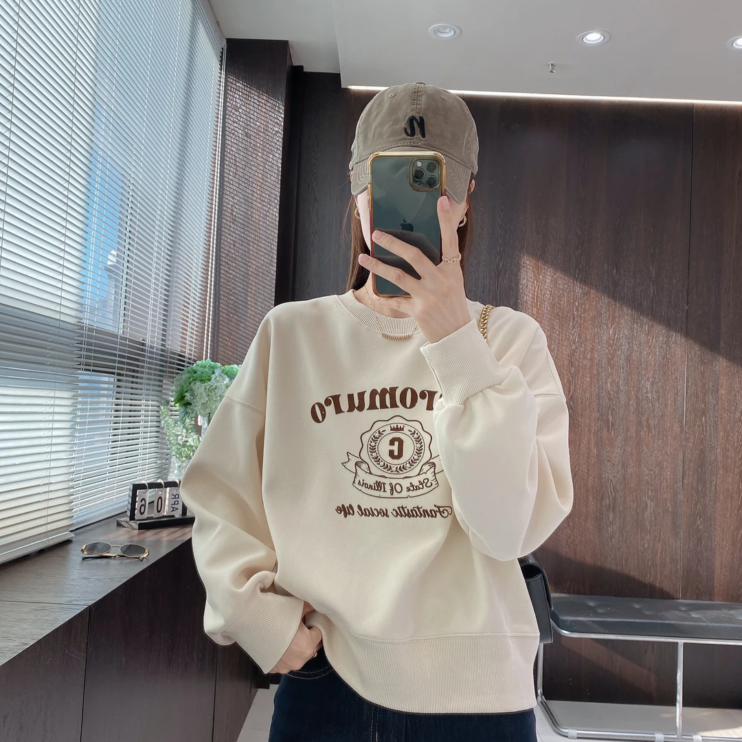 IMFLY 金小金自制 卫衣DYW7227秋季慵懒风圆领无帽宽松外套上衣女
