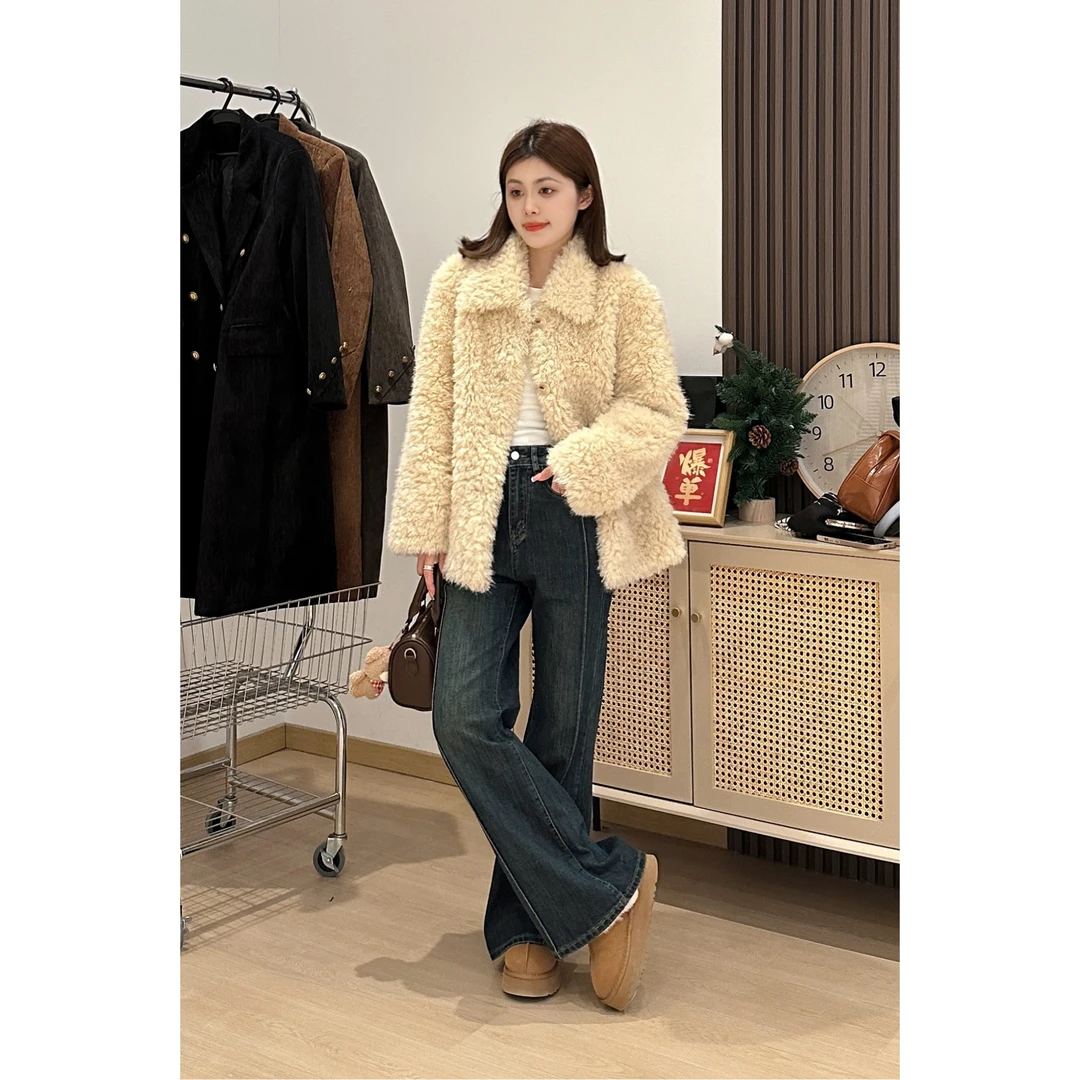 秋冬季毛绒绒宽松厚外套女高级感小个子短上衣7200